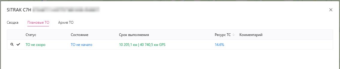 Информация по ТС: Вкладка "Плановые ТО"